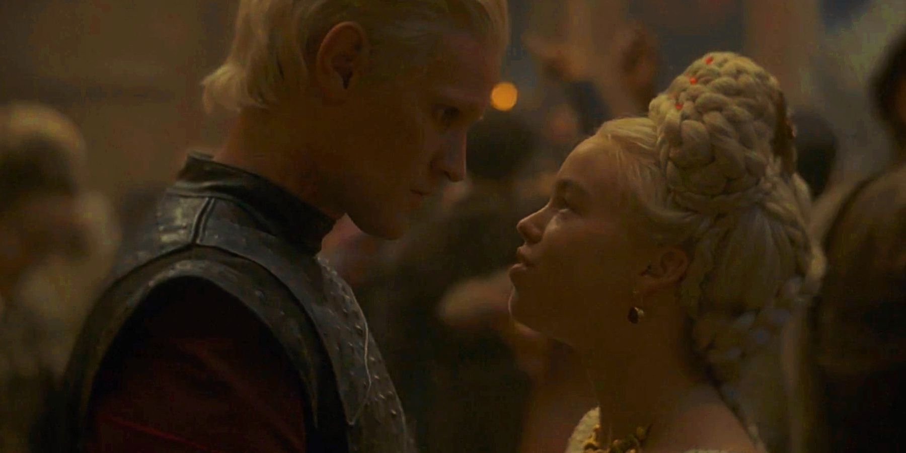 Rhaenyra and Daemon Targaryen at her wedding in House of the Dragon episode 5