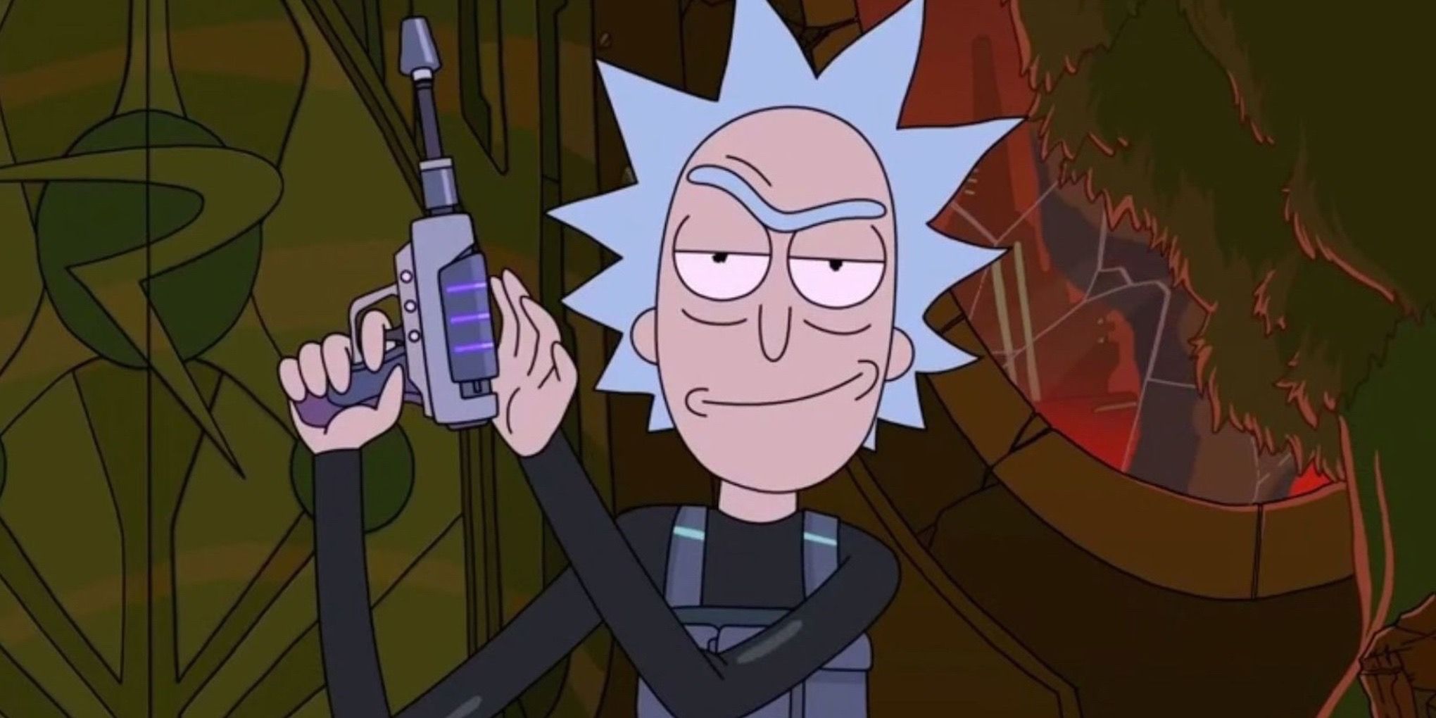 Rick Sanchez in action mode on Rick and Morty