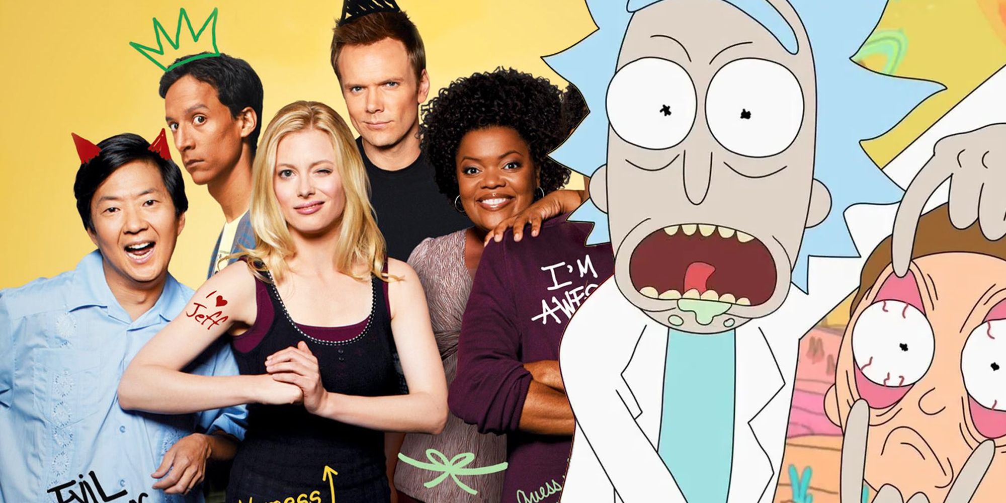 Rick and Morty and the cast of Community