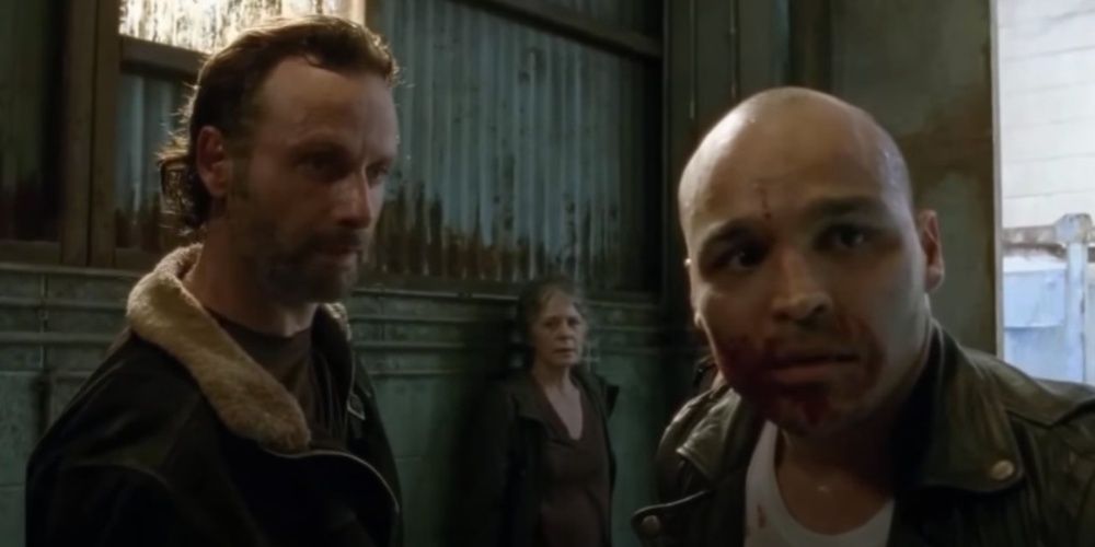 Rick conversando com o falso Negan em The Walking Dead