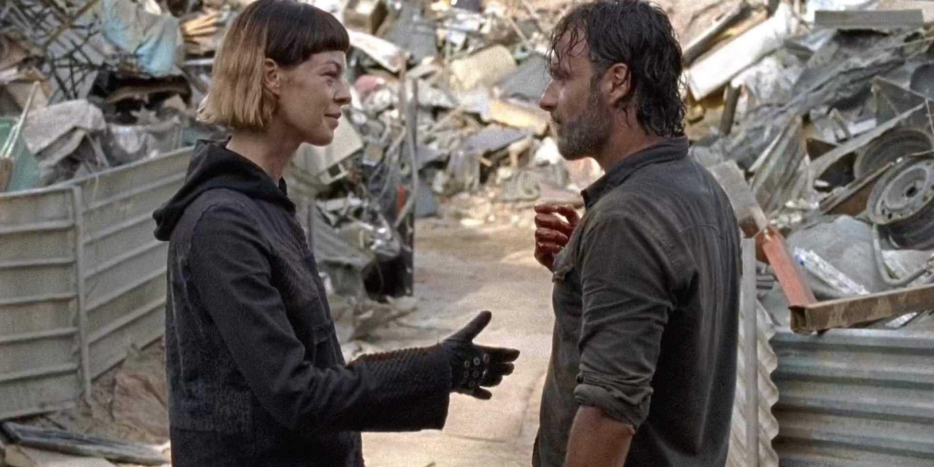 Rick conversando com Jadis em The Walking Dead 