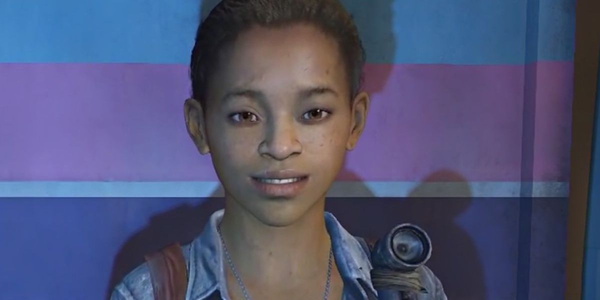 Riley smiling in a photo booth in The Last of Us Left Behind 