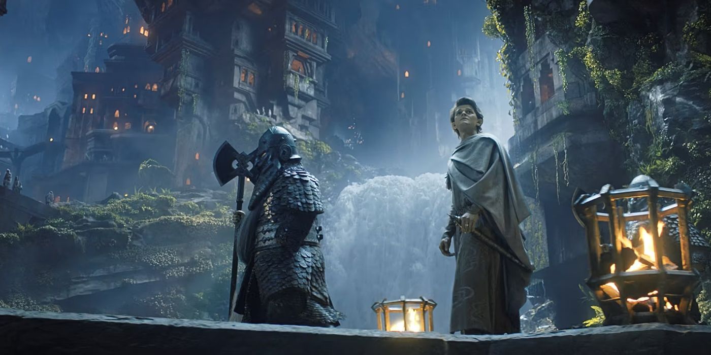 Elrond e Durin olhando para Khazad-dûm