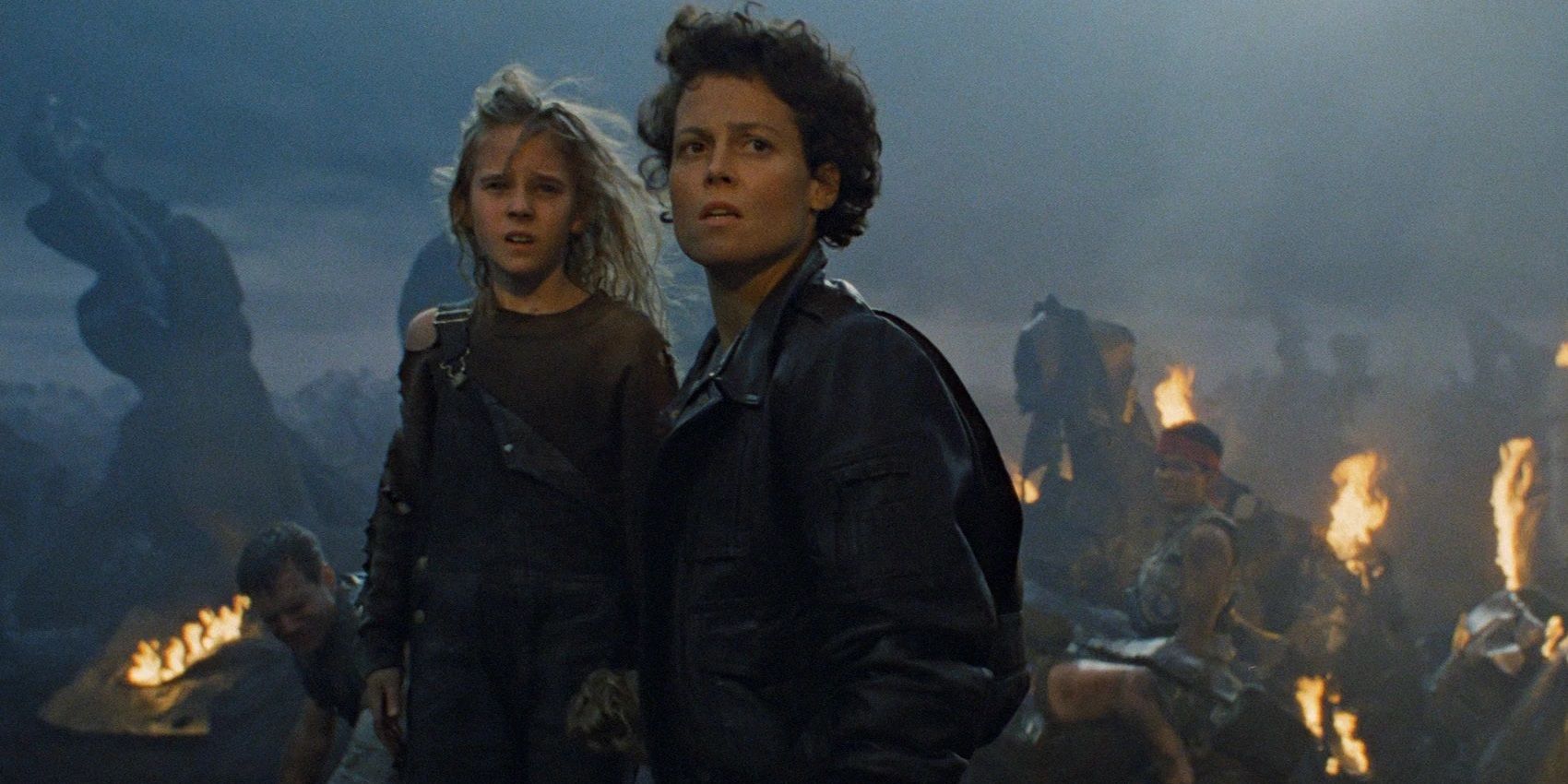 Ripley stands with Newt in Aliens