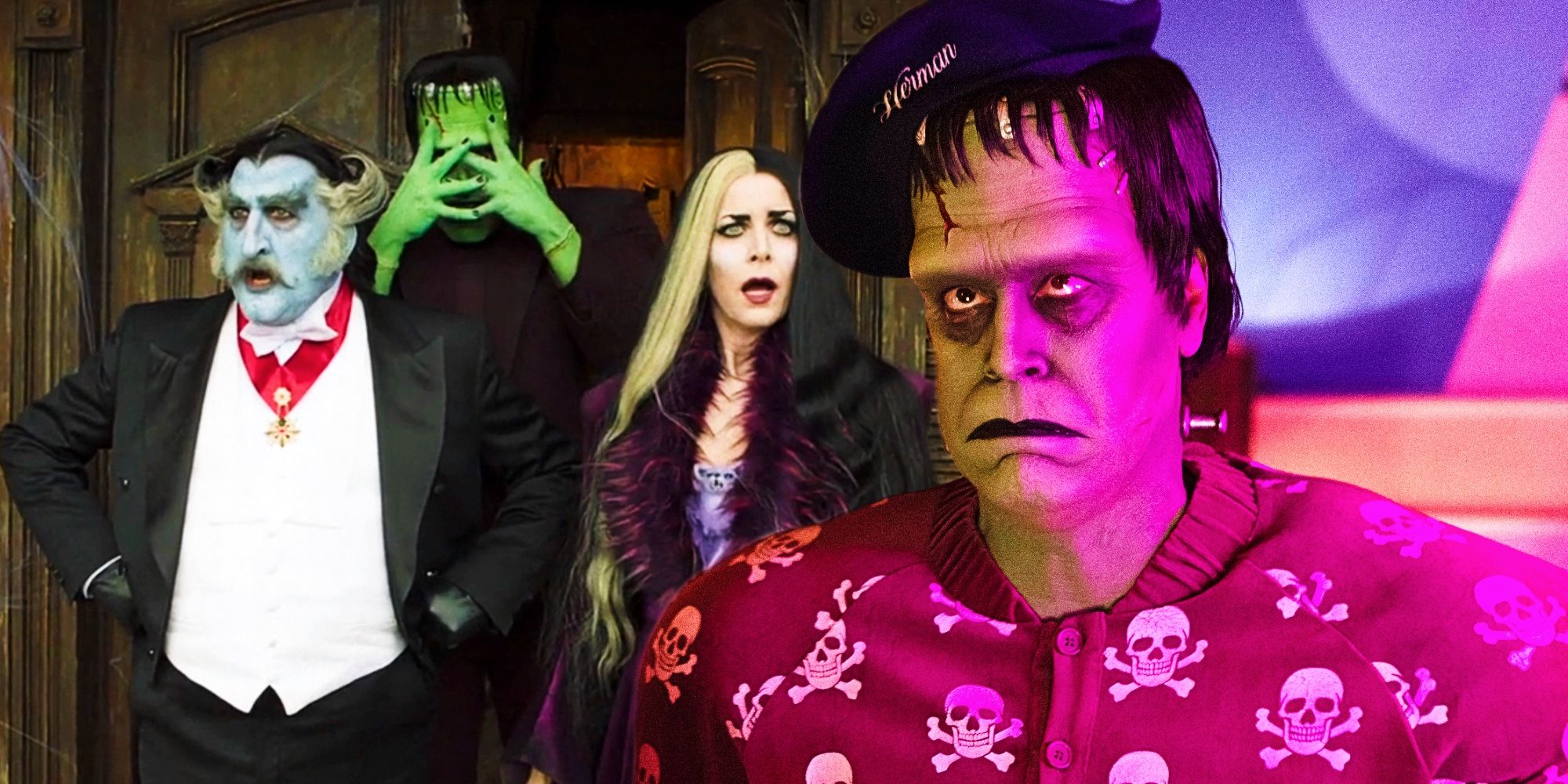The Count, Herman, and Lily in The Munsters ending
