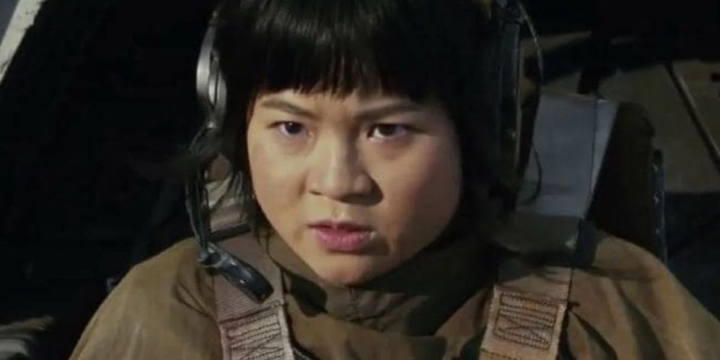 Rose Tico sitting in a cockpit looking ahead in Star Wars: The Last Jedi
