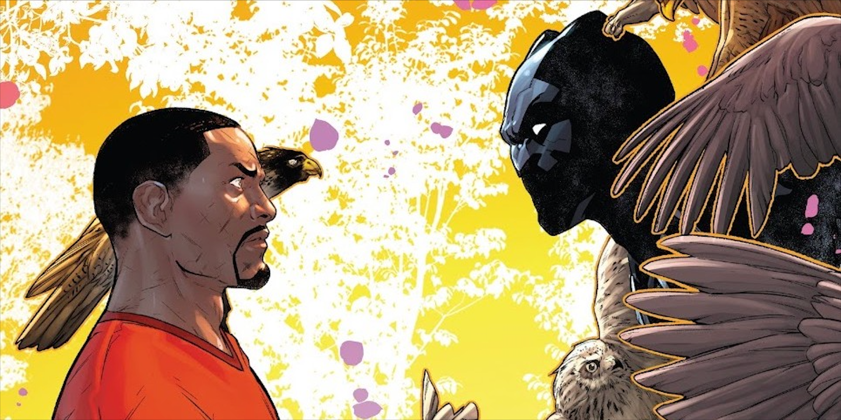 Sam Wilson as Captain America fights Black Panther