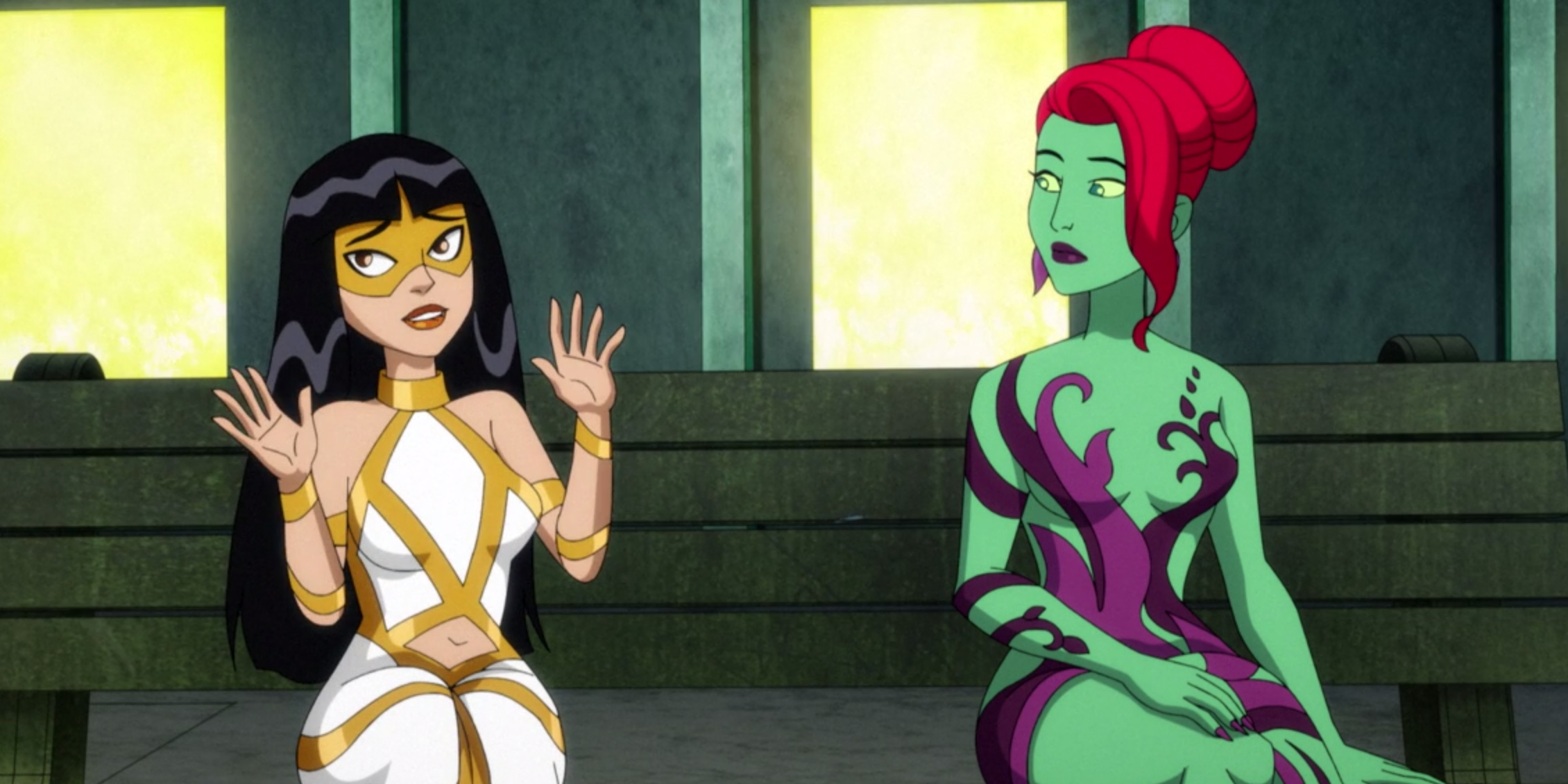 Golden Glider and Ivy talking on Harley Quinn