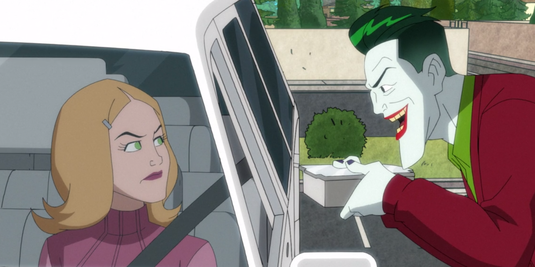 The joker talking to Debbie on Harley Quinn
