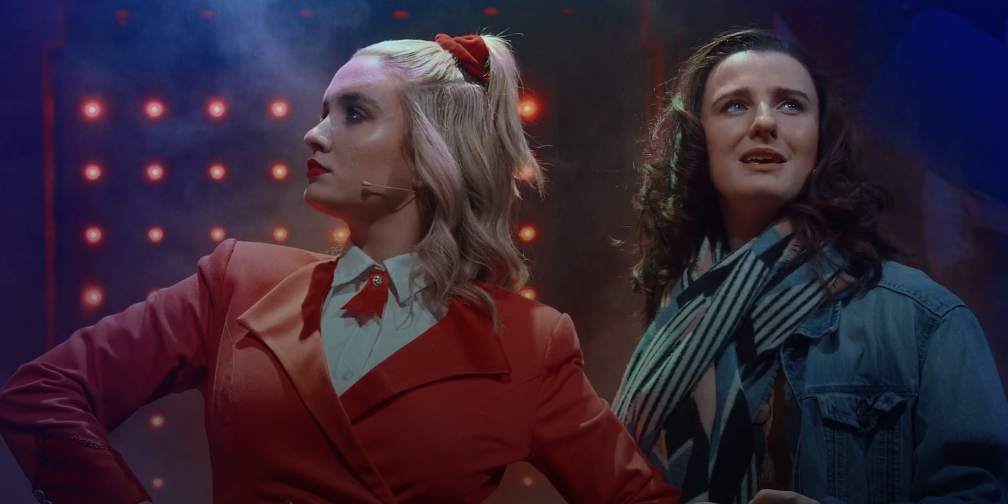 Heather Chandler posing next to Veronica in Heathers: The Musical
