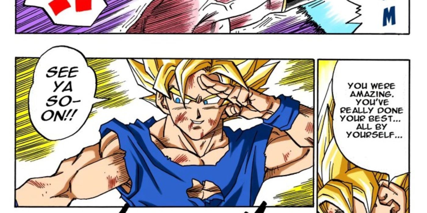 Goku defeating Kid Buu - DBZ manga - Kid Buu arc.