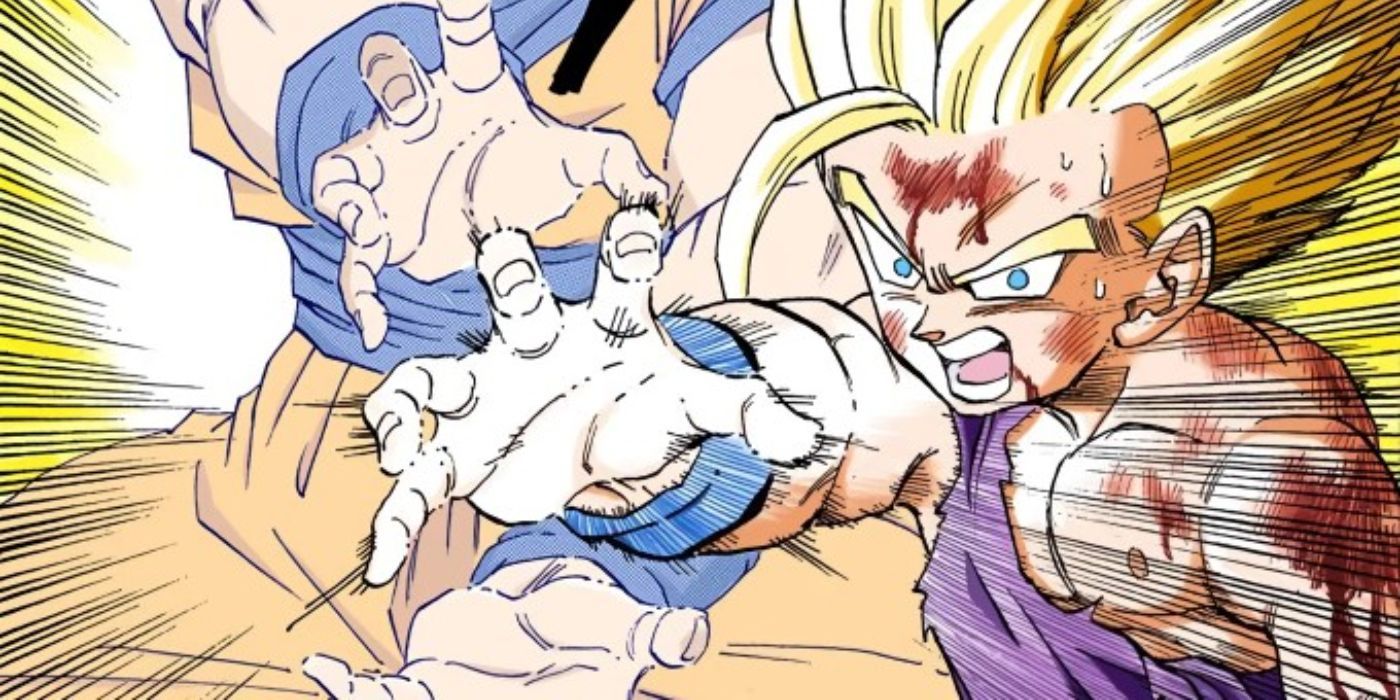 Goku and Gohan's Father-Son Kamehameha - DBZ manga - Cell Games.