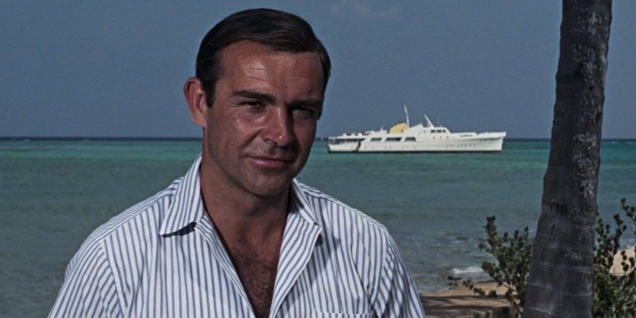 Sean Connery on a beach in Thunderball