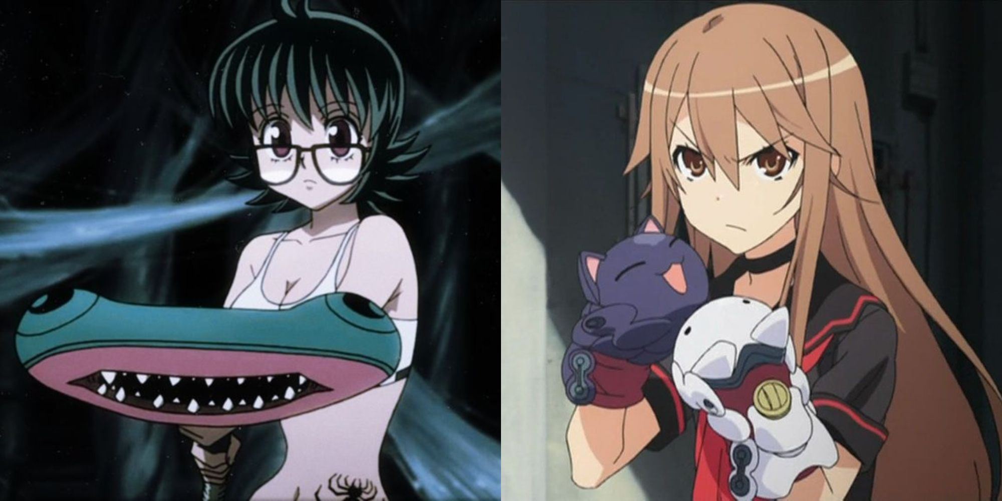 Split image showing Shizuku in Hunter x Hunter and Okami-san in Okami-san and Her Seven Companions