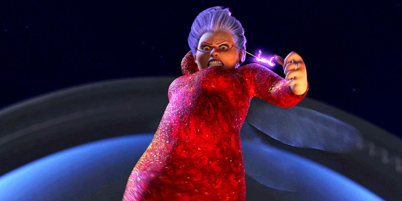 Fairy Godmother angry and raising her wand in Shrek 2