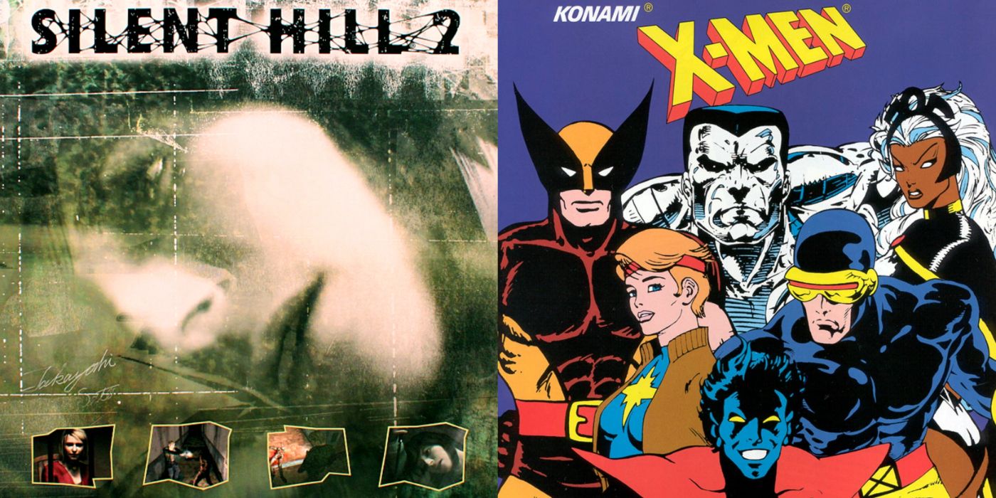 Split image of Silent Hill 2 and X-Men promo art.