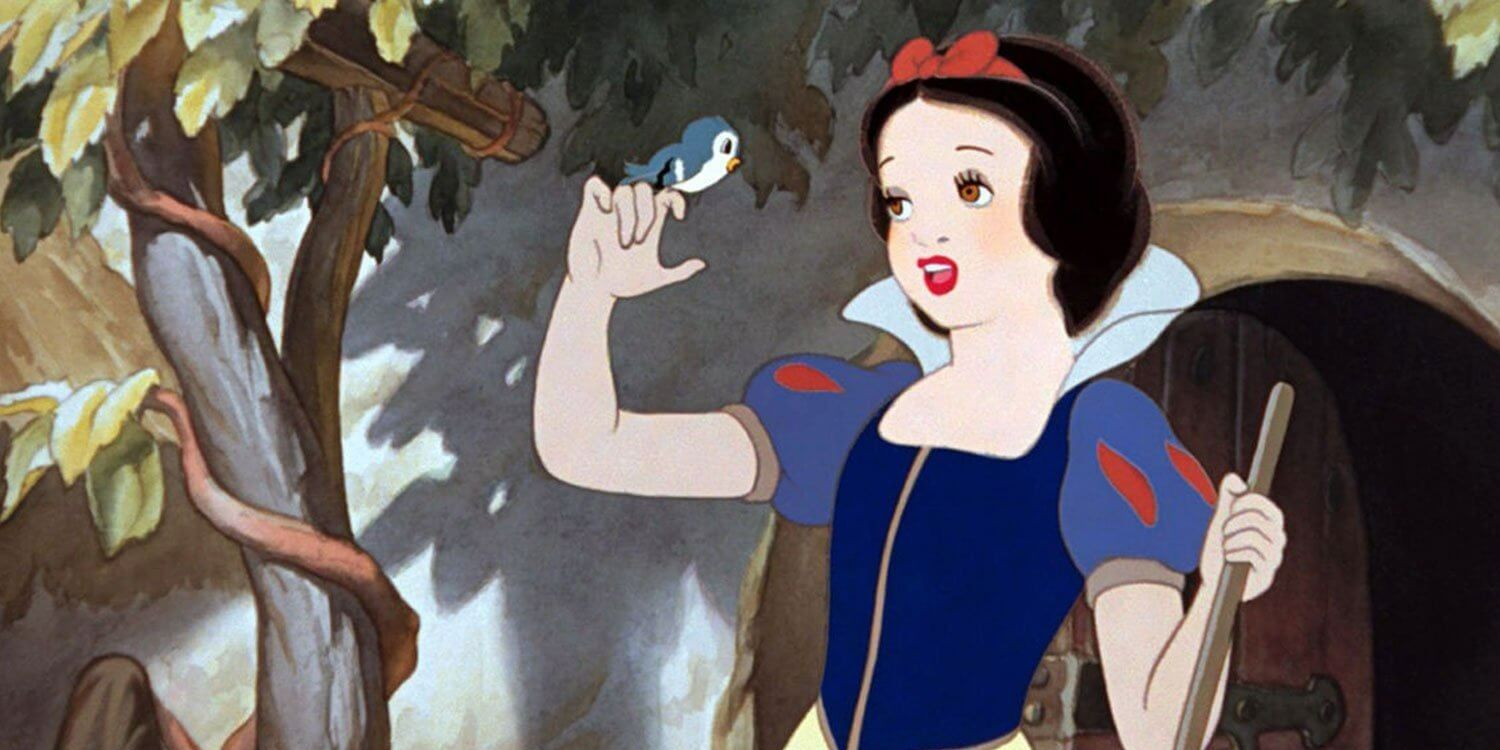 Snow White with a bird on her finger 