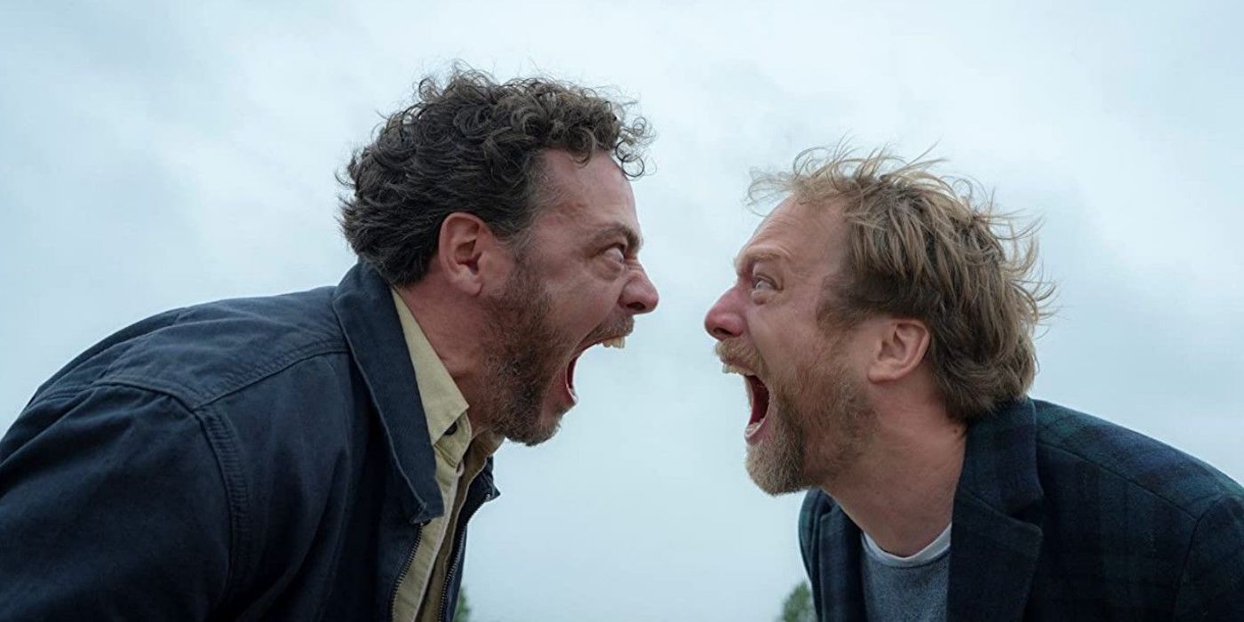 Fedja van Huêt and Morten Burian screaming at each other in Speak No Evil.