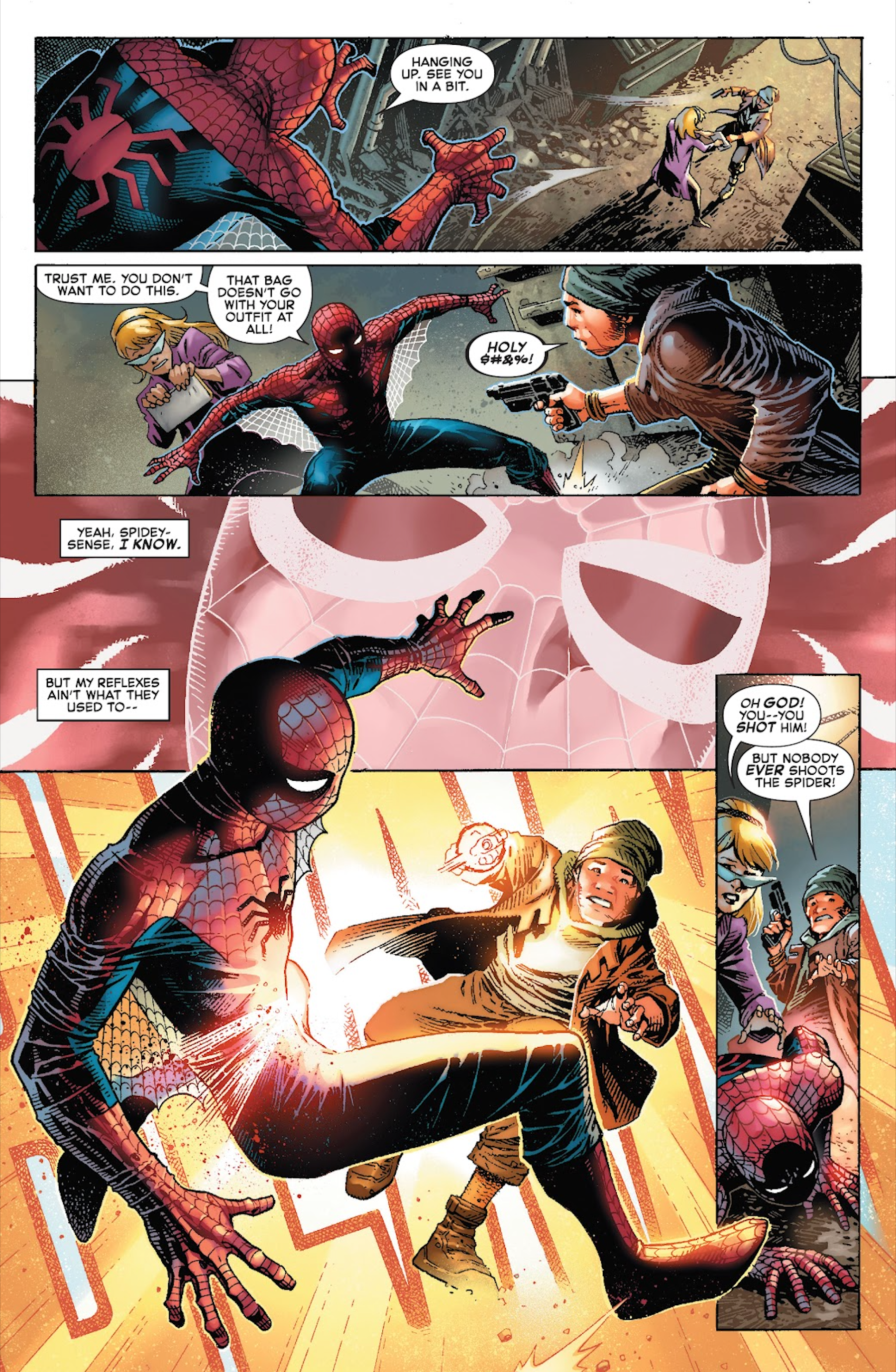Spider-Man is fatally shot and almost dies