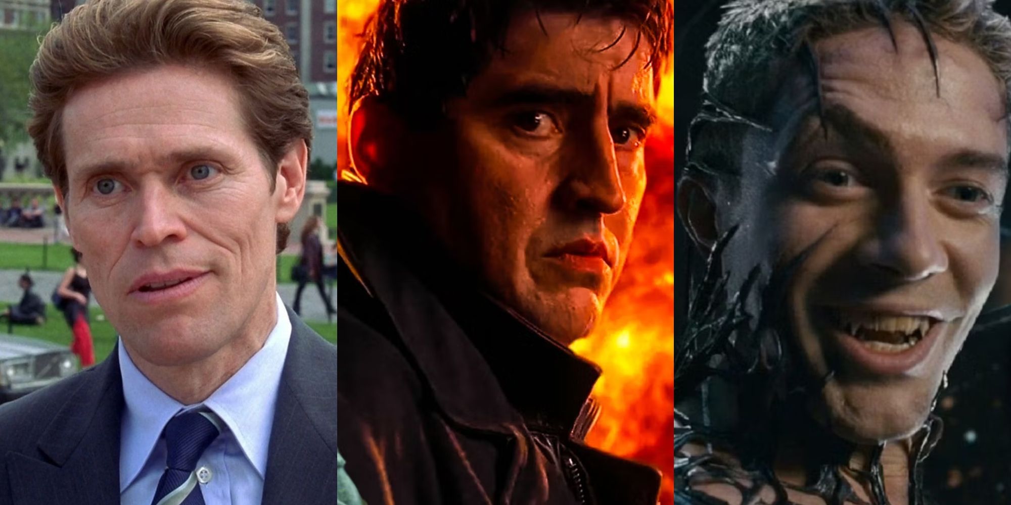 Norman Osborne, Doctor Octopus, and Venom from Sam Raimi's Spider-Man Trilogy