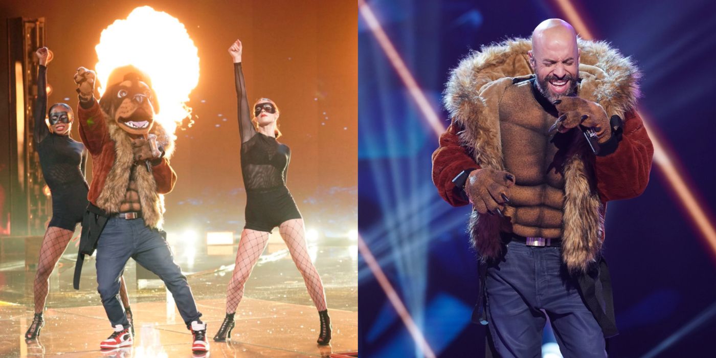 Split Image Chris Daughtry as Rottweiler on The Masked Singer