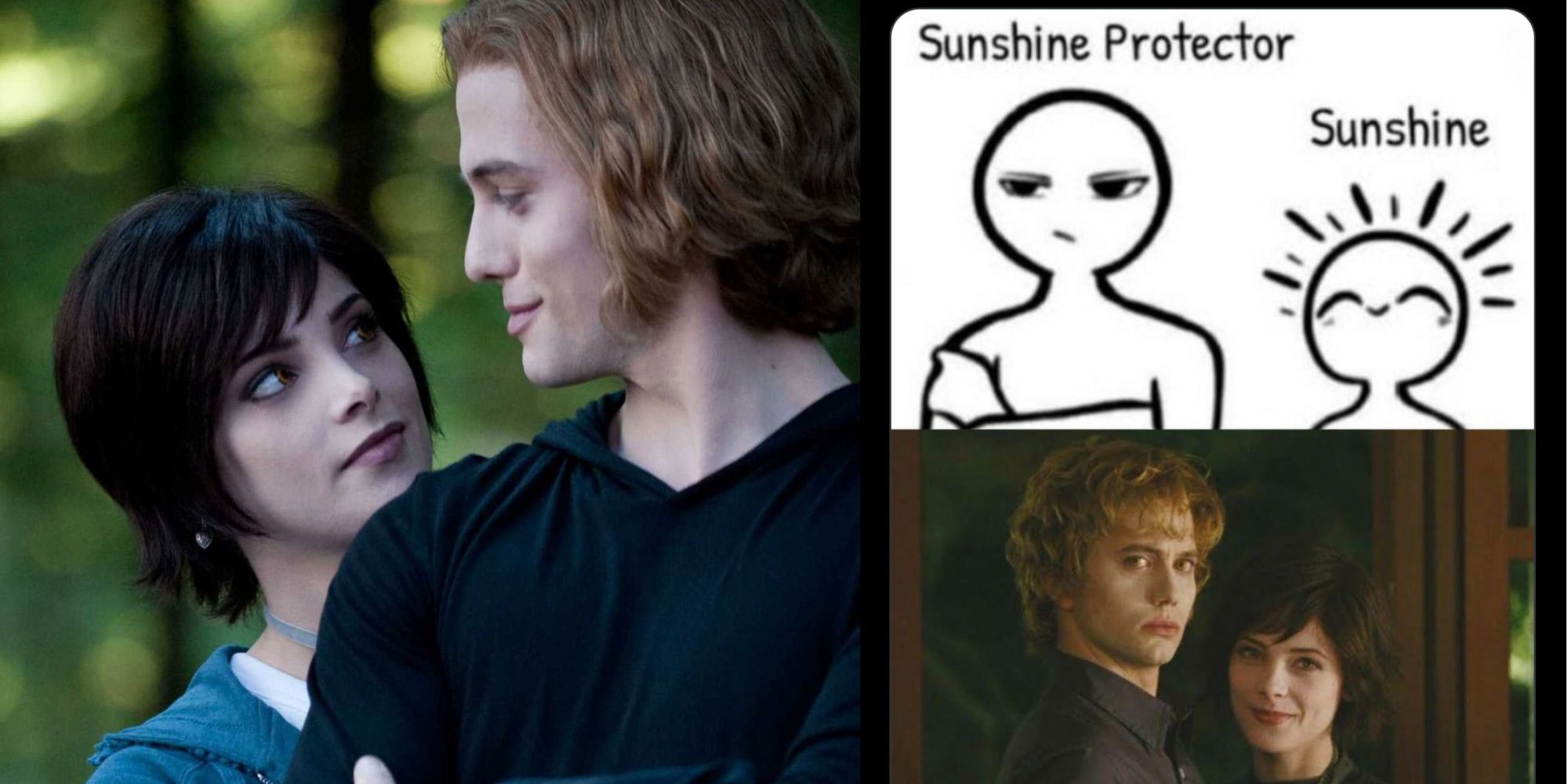 Split Image of Alice and Jasper in Eclipse, and an Alice and Jasper meme