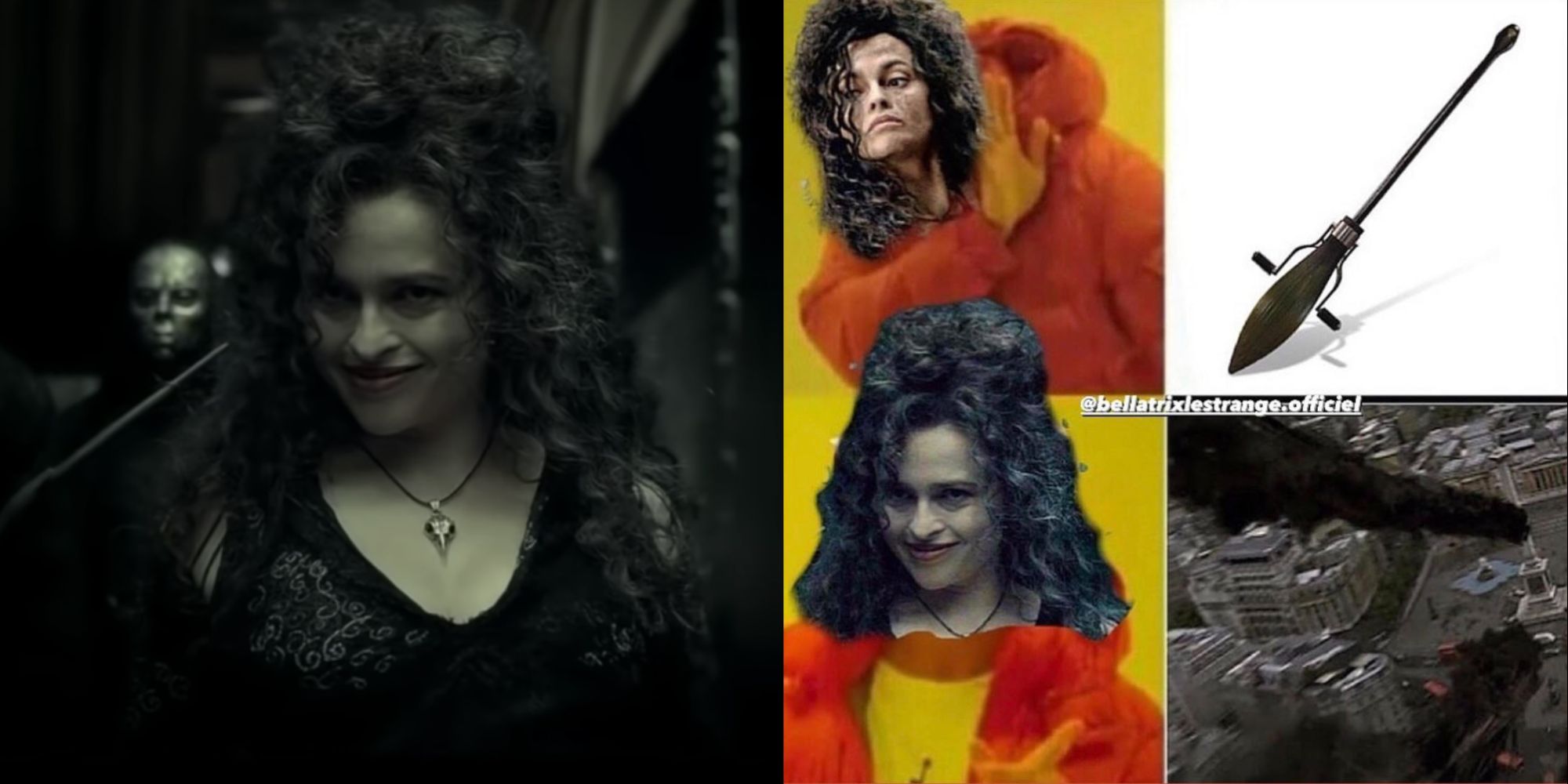 Split Image of Bellatrix Lestrange and a Bellatrix Meme