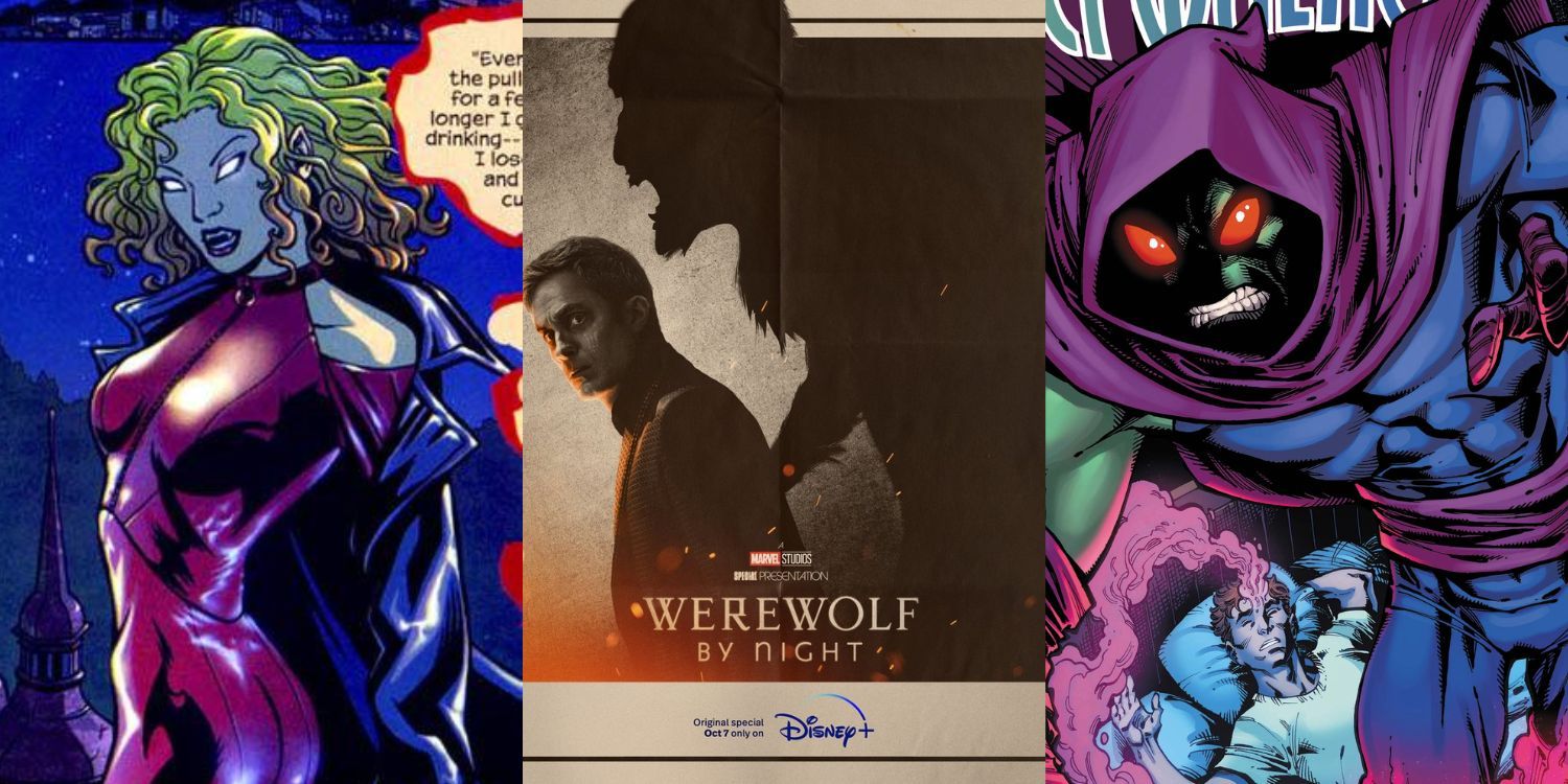 Split Image of Vampire By Night, Werewolf By Night Poster, and Sleepwalker