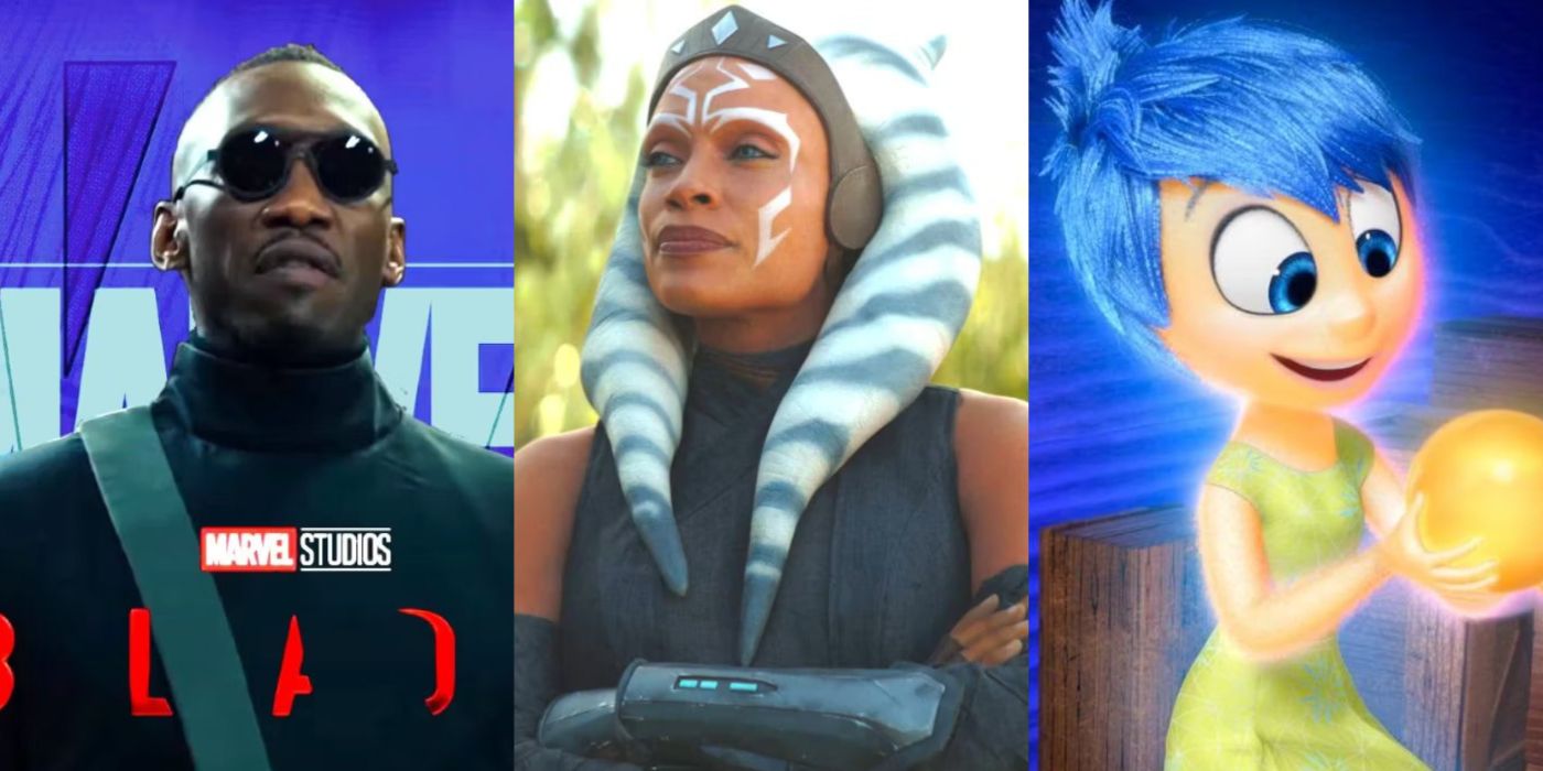 Split image of Blade, Ahsoka, and Joy in Inside Out
