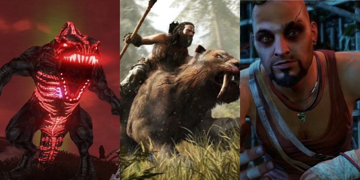 Split image of Blood Dragon, Far Cry Primal, and Far Cry 3
