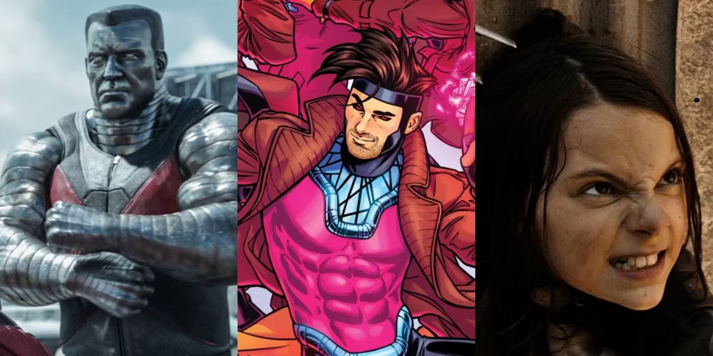 Split image of Colossus, Gambit, and X23
