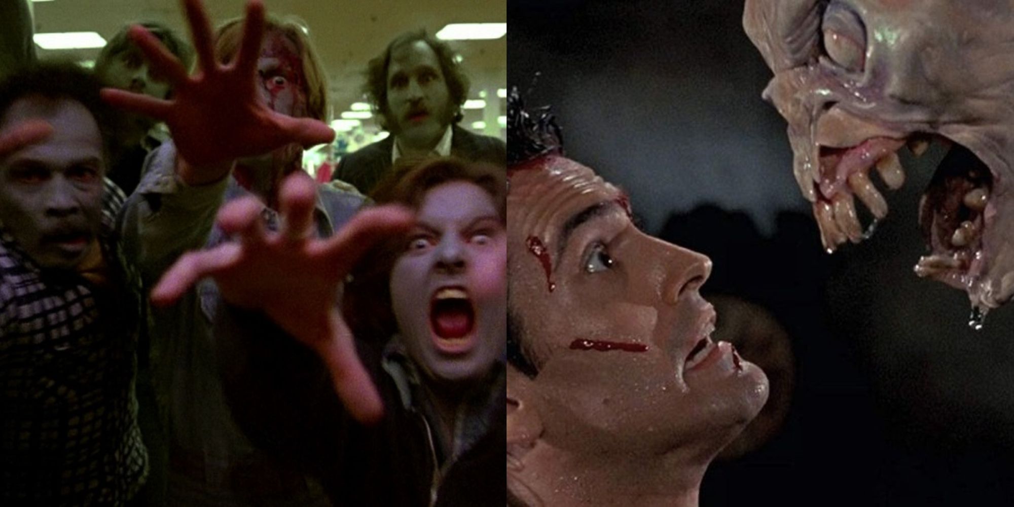 Split image of Dawn of the Dead and Evil Dead II