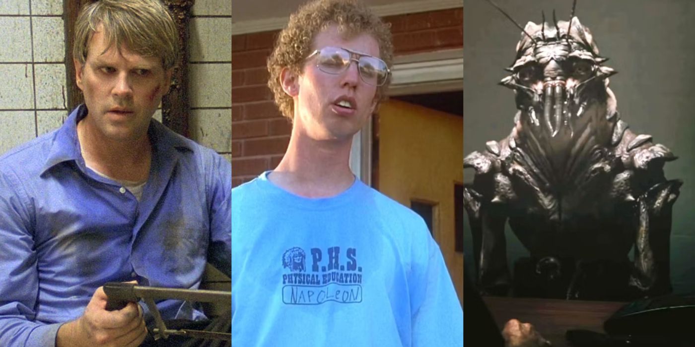Split image of Saw, Napoleon Dynamite, and District 9
