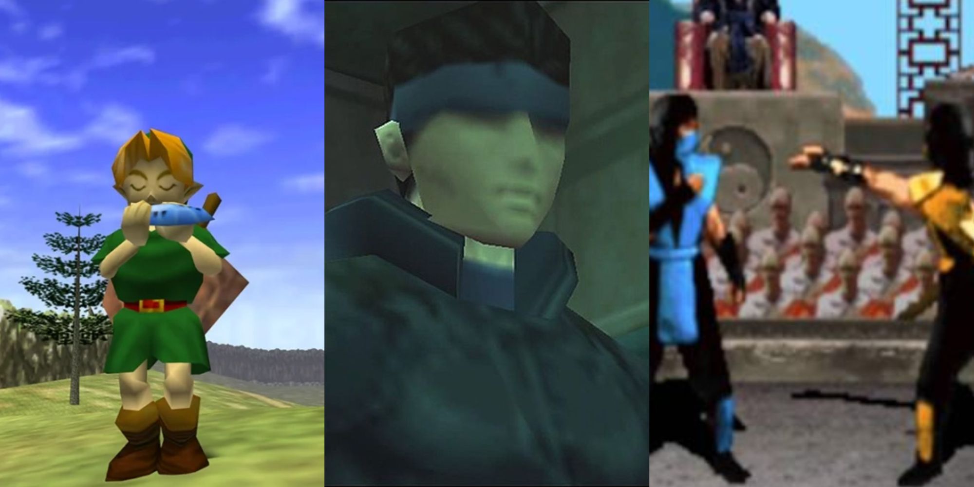 Split image of Zelda, Metal Gear Solid and Mortal Kombat 90s games feature