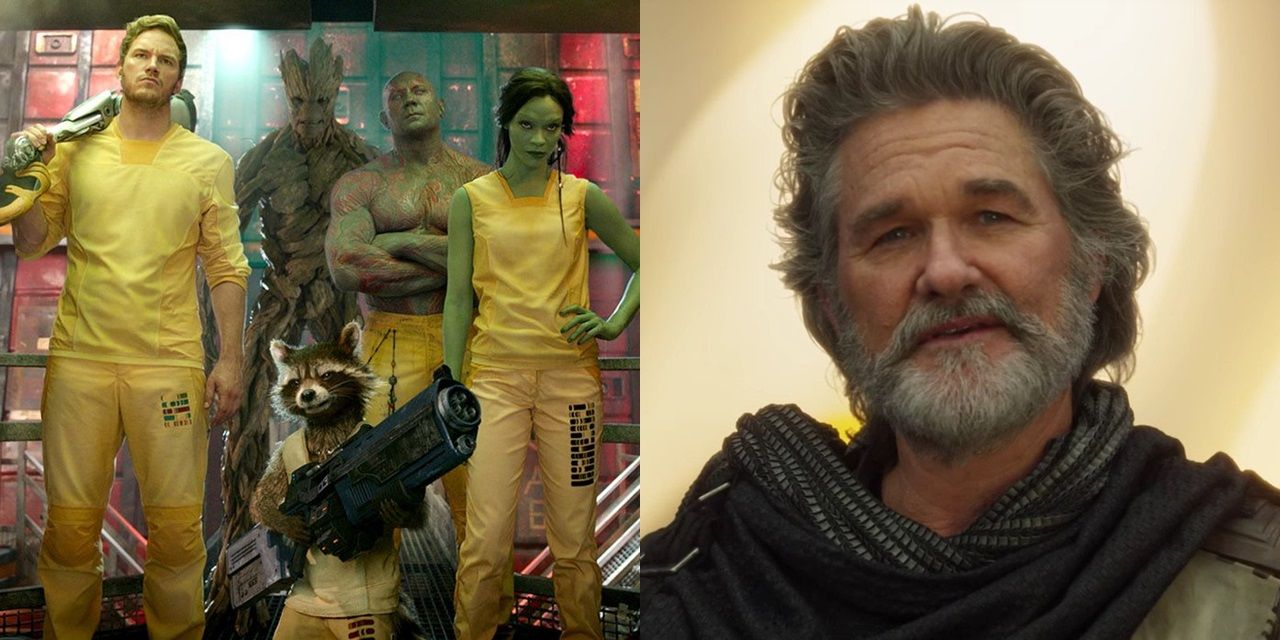 Split image of the Guardians of the Galaxy in the Kyln and Ego the Living Planet in Vol 2