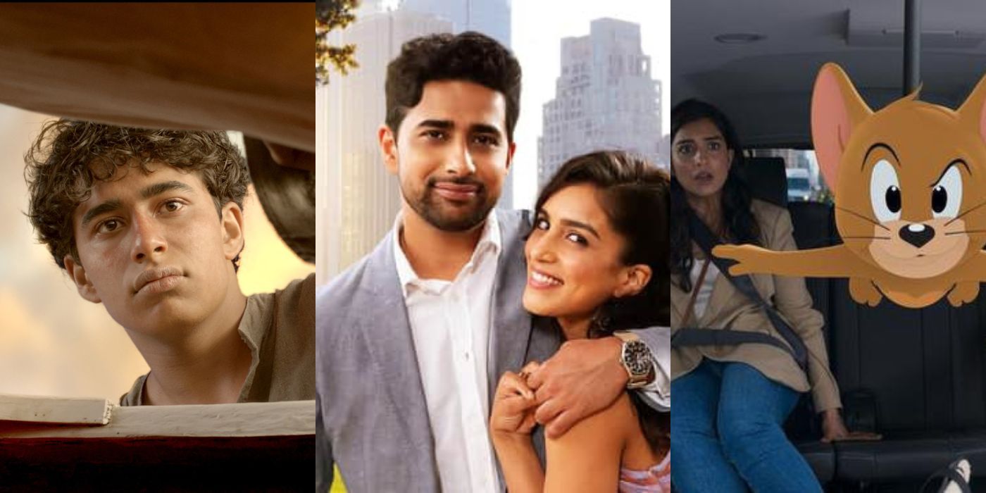 Split images of stills from Life of Pi, Wedding Season, and Tom and Jerry