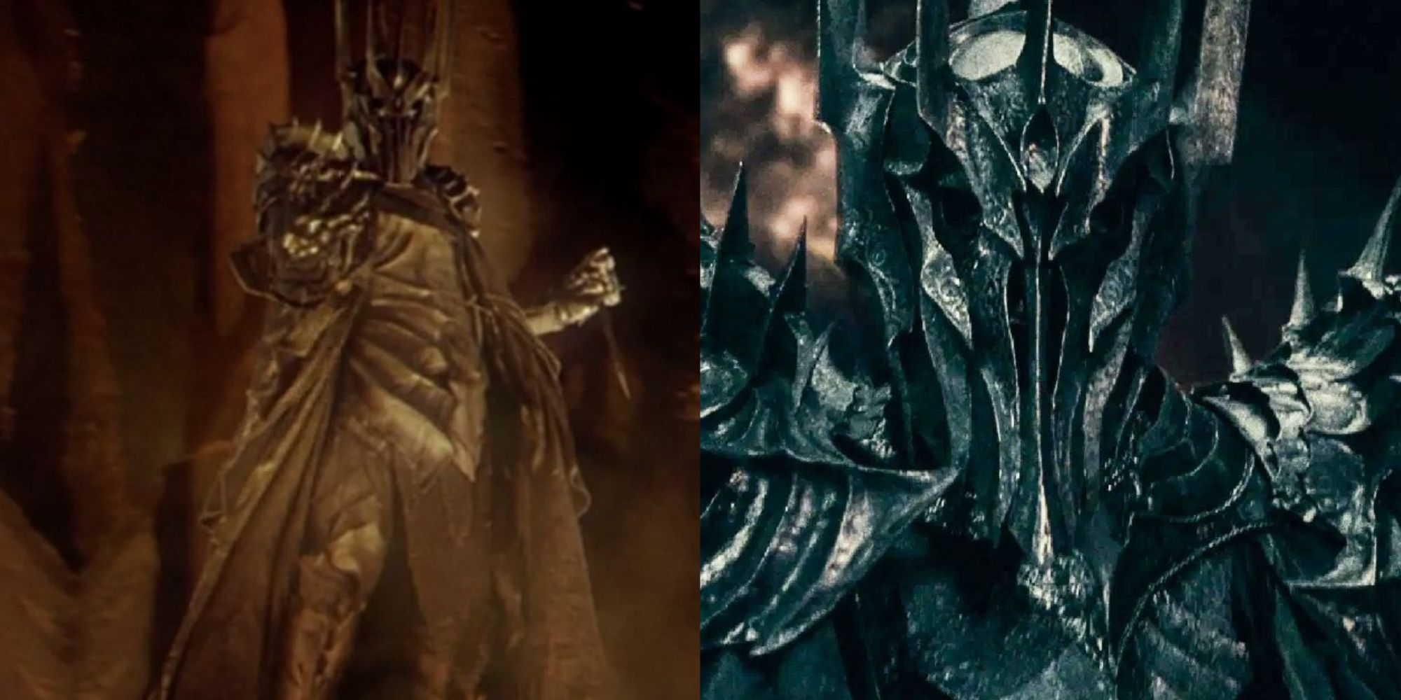 Splti image of Sauron in the Lord of the Rings movies