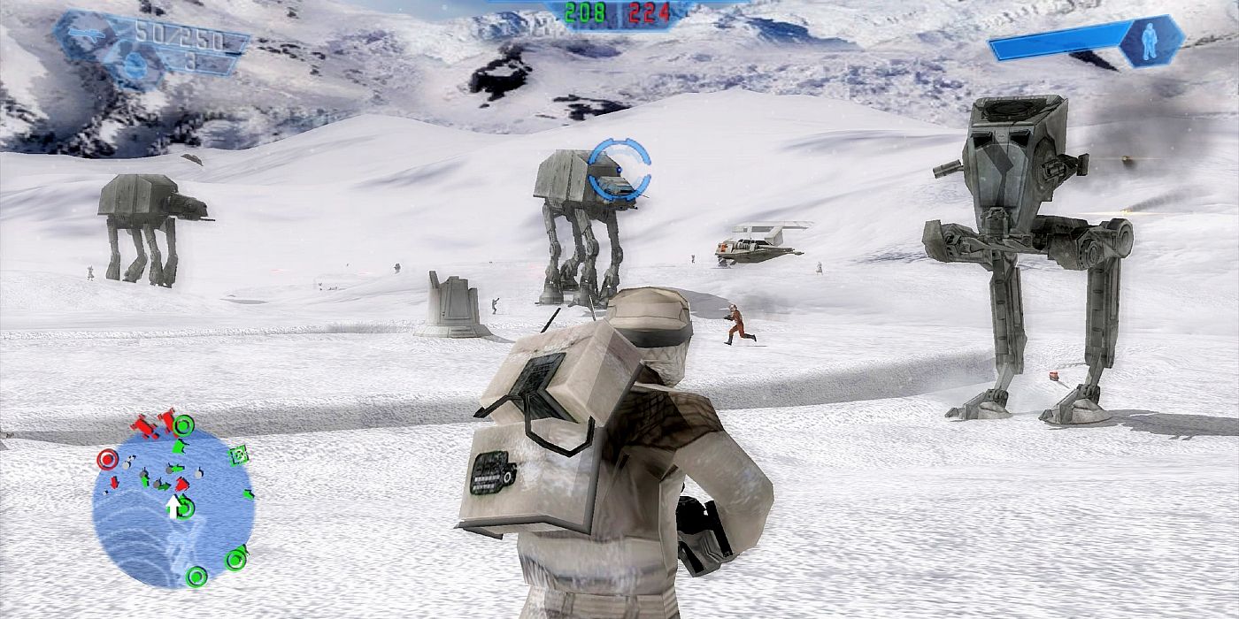 Uma cena de Star Wars Battlefront Classic 2004 Hoth