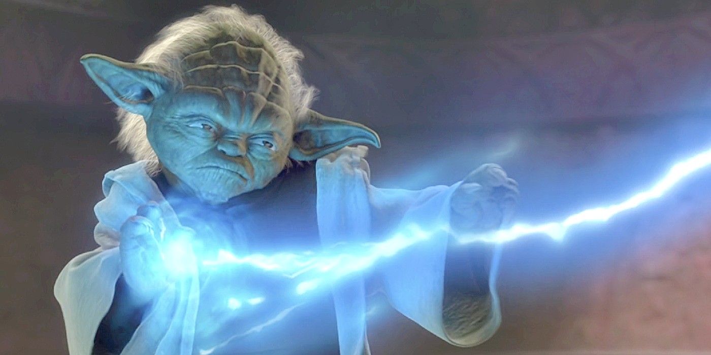 Star Wars Yoda absorve o relâmpago da força