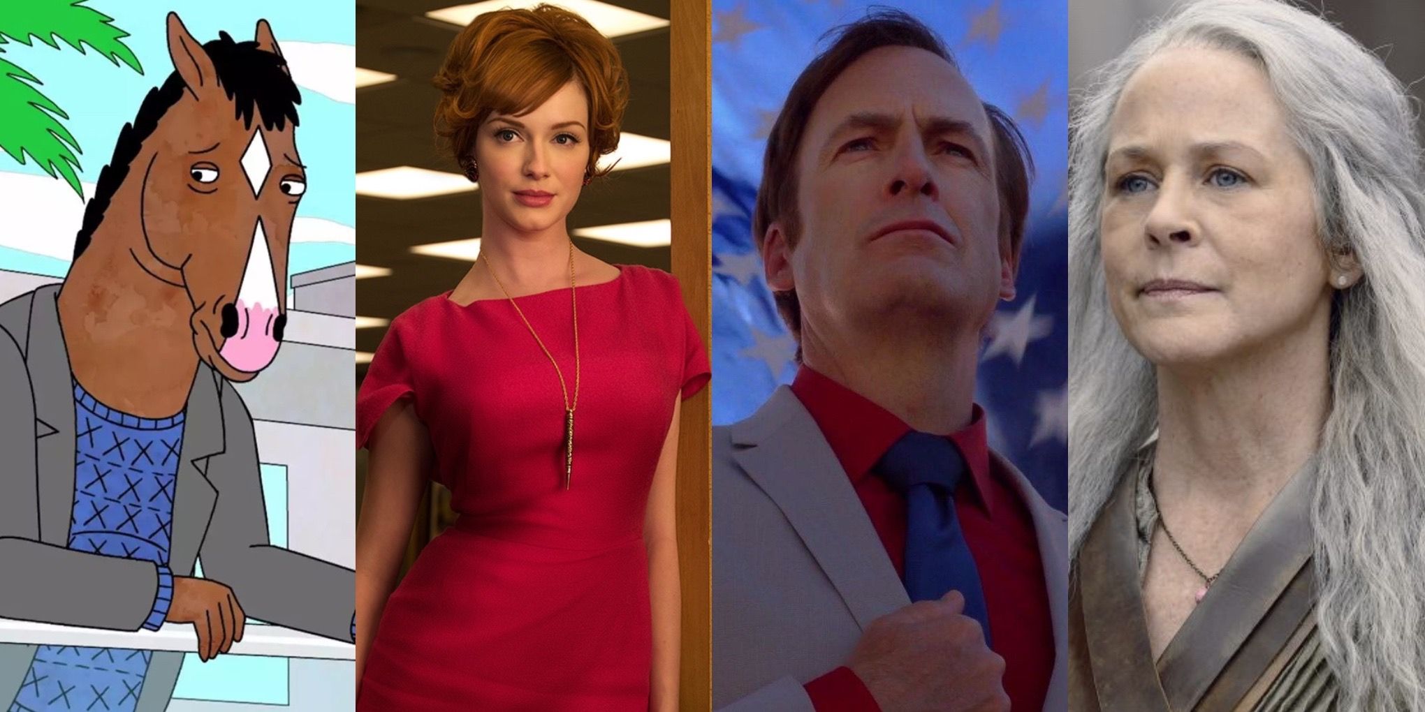 Characters from from Bojack Horseman, Mad Men, Better Call Saul and The Walking Dead