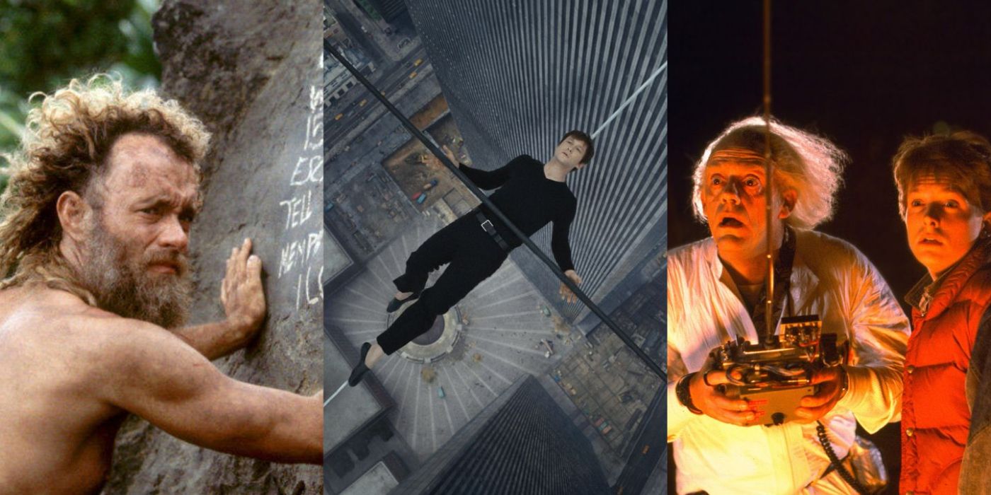 Stills from Cast Away, The Walk and Back to the Future