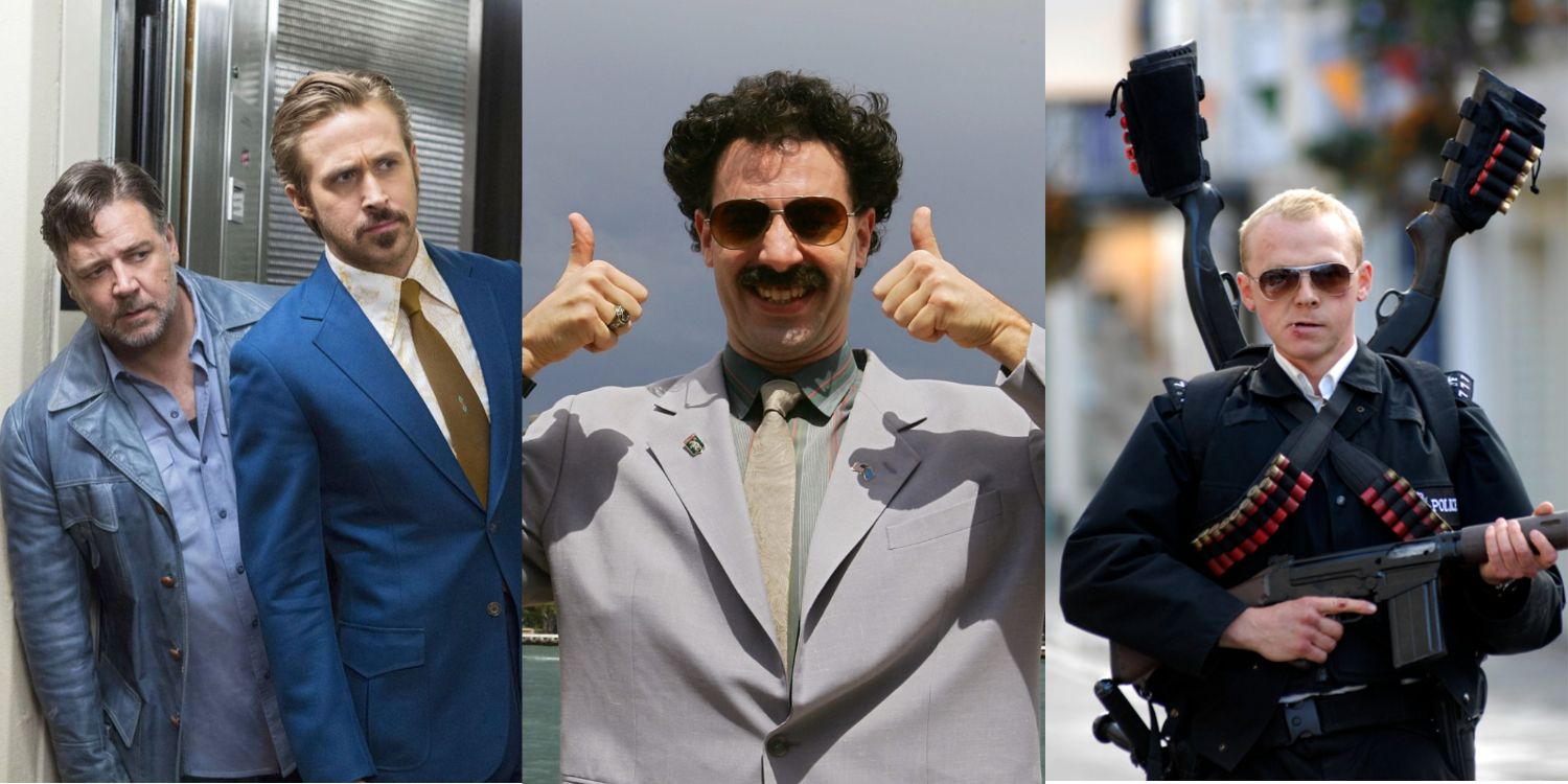 Stills from The Nice Guys, Borat and Hot Fuzz