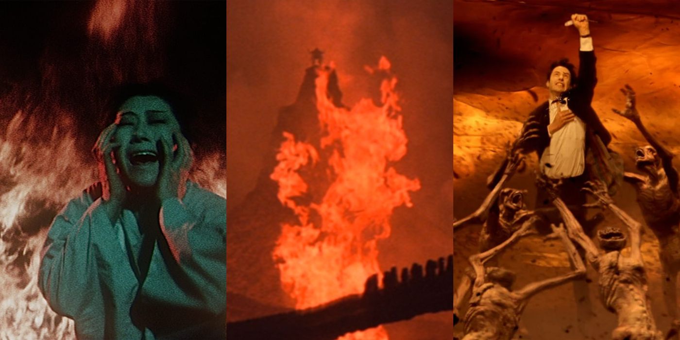 Stills of various movie depictions of Hell