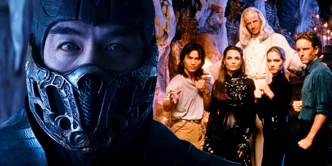 Sub-Zero in Mortal Kombat (2021) and the cast of Mortal Kombat (1995)