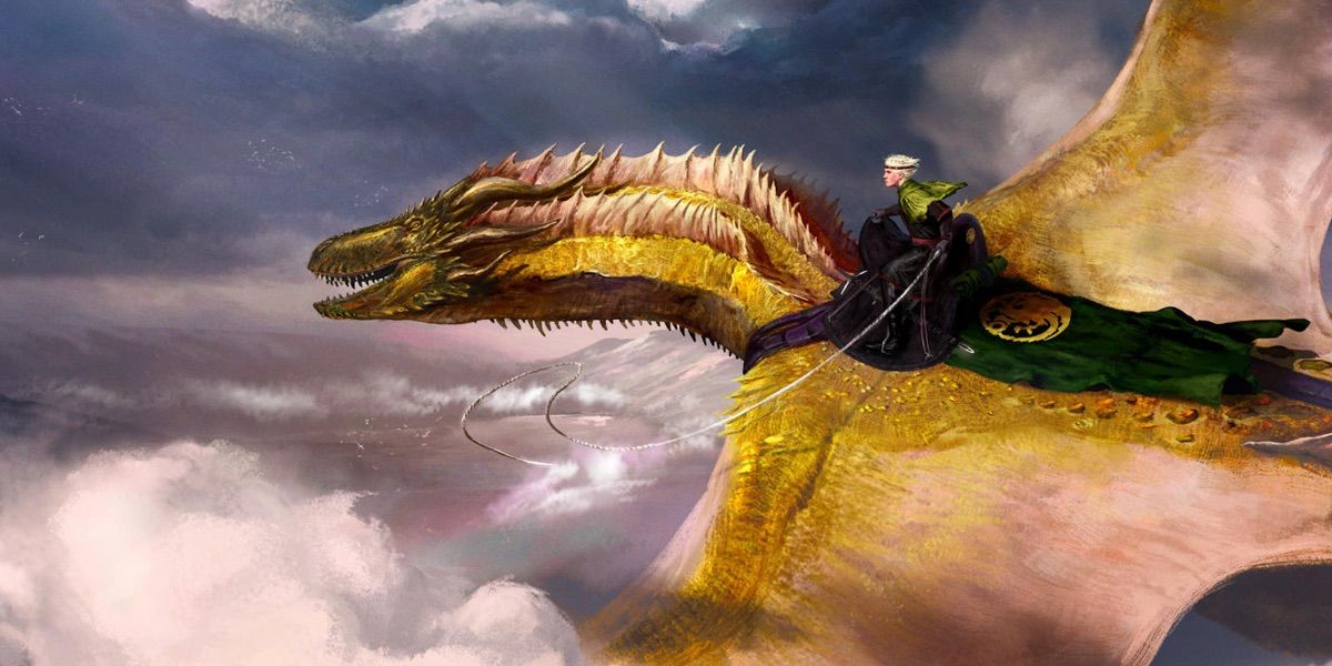 Rei Aegon II Targaryen montando Sunfyre, arte de RudolfHima no DeviantArt