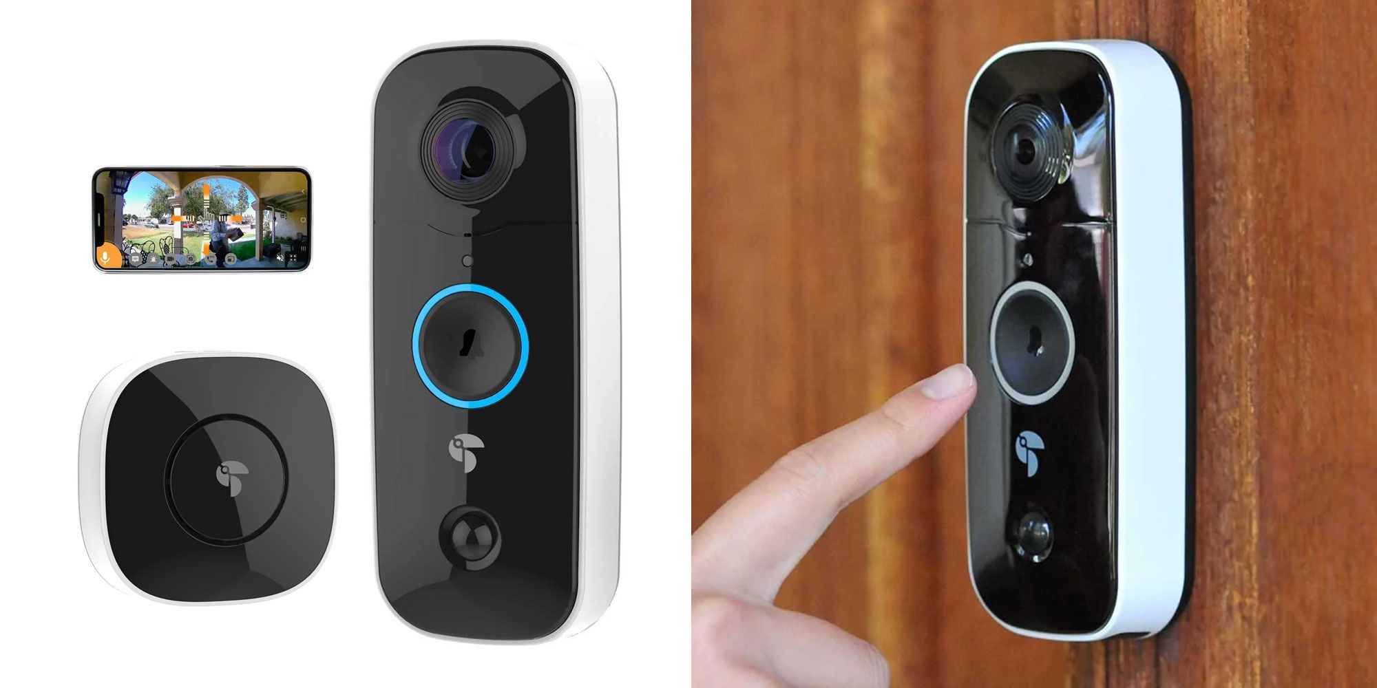 Product images of the TOUCAN 1080P Wireless Video Doorbell.