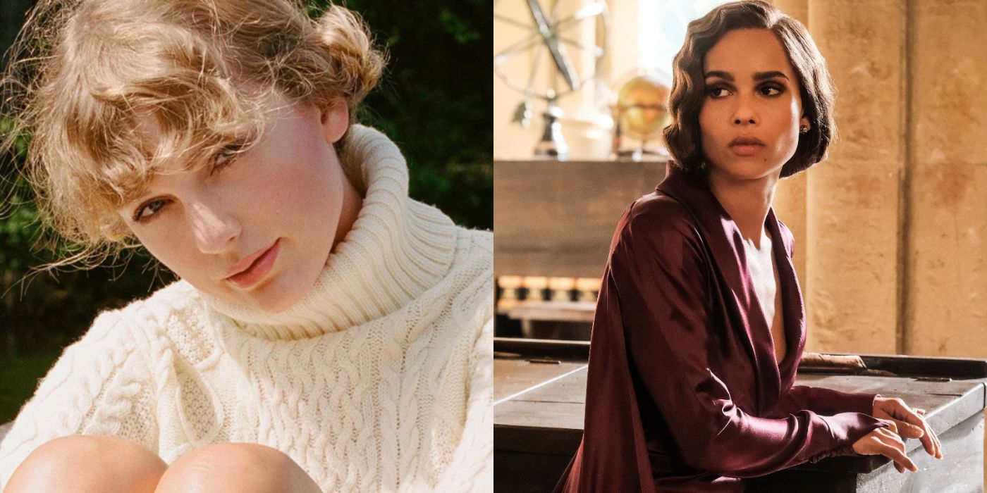 Split image showing Taylor Swift &amp; Zoë Kravitz.