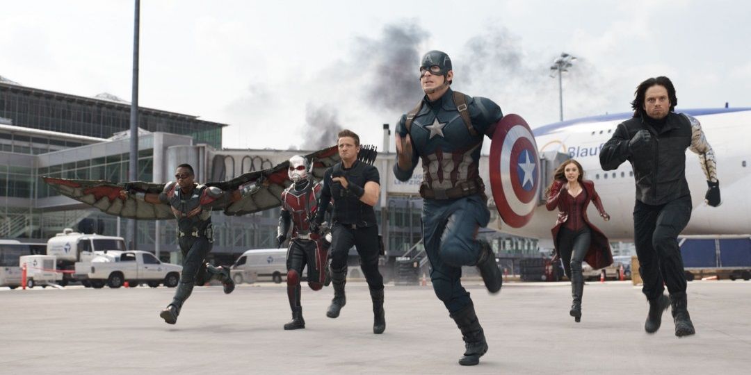 Team Cap runs into battle in Captain America Civil War