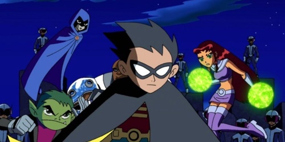 Teen Titans in formation in Trouble in Tokyo