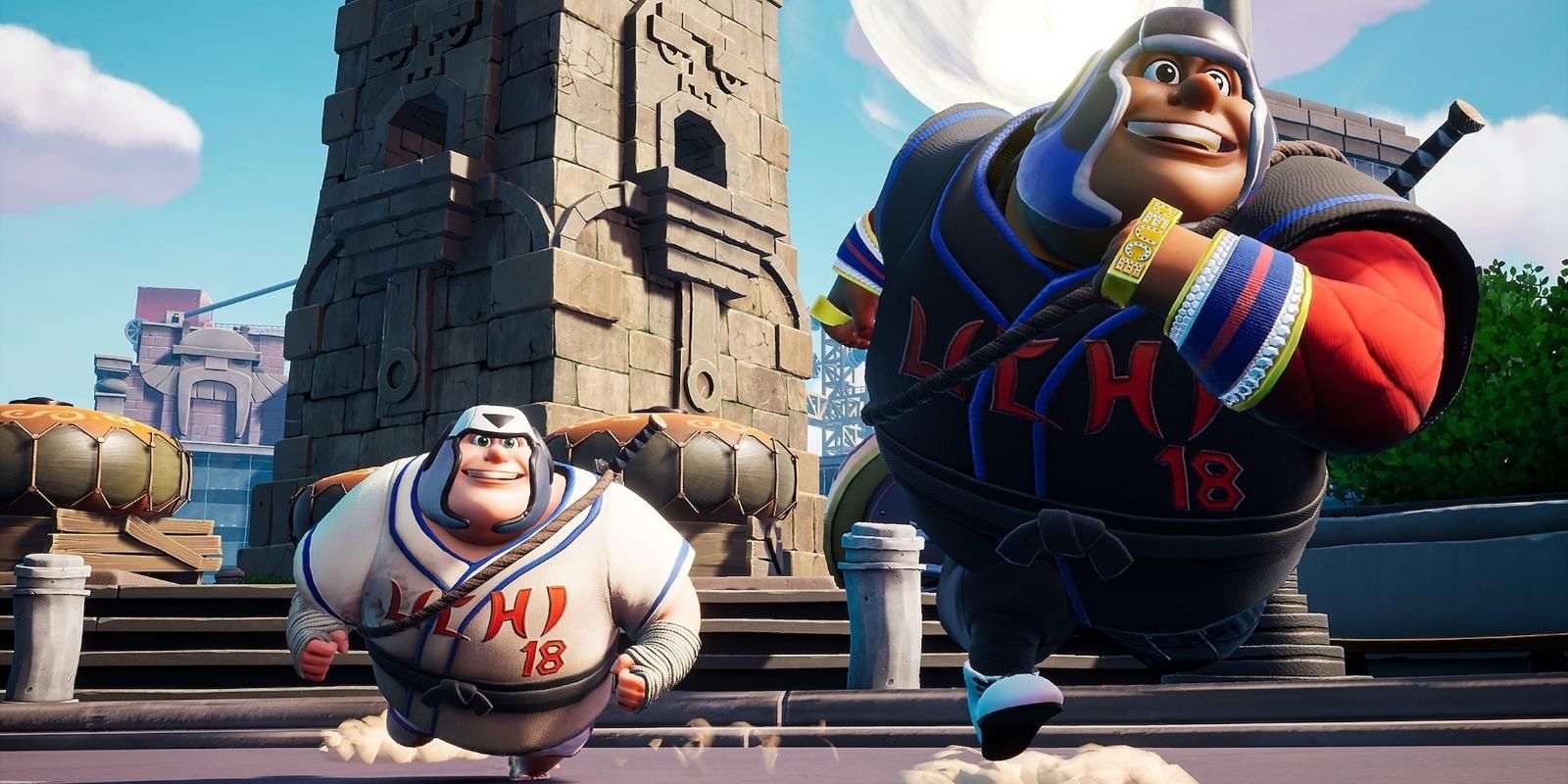 The Best Perks To Use In Rumbleverse Runner Perk - Characters Running Towards Camera